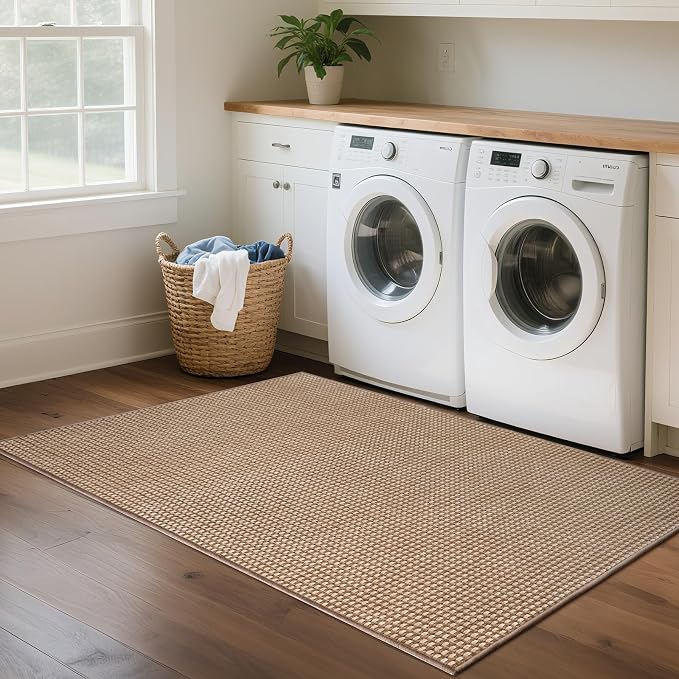 3x5 ft Area Rug Entryway Runner Kitchen Rugs Non Slip Washable Brown | Boho - Image 8