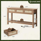 SUPERJARE Rattan Console Sofa Table - Image 2