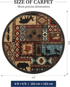 Rustic Round Rug 6ft, Washable Circle Area Rug - Image 2