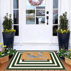 Front Door Mat Indoor Outside Entrance, 2x3 Green White Modern Rug | Non-Slip - Image 5