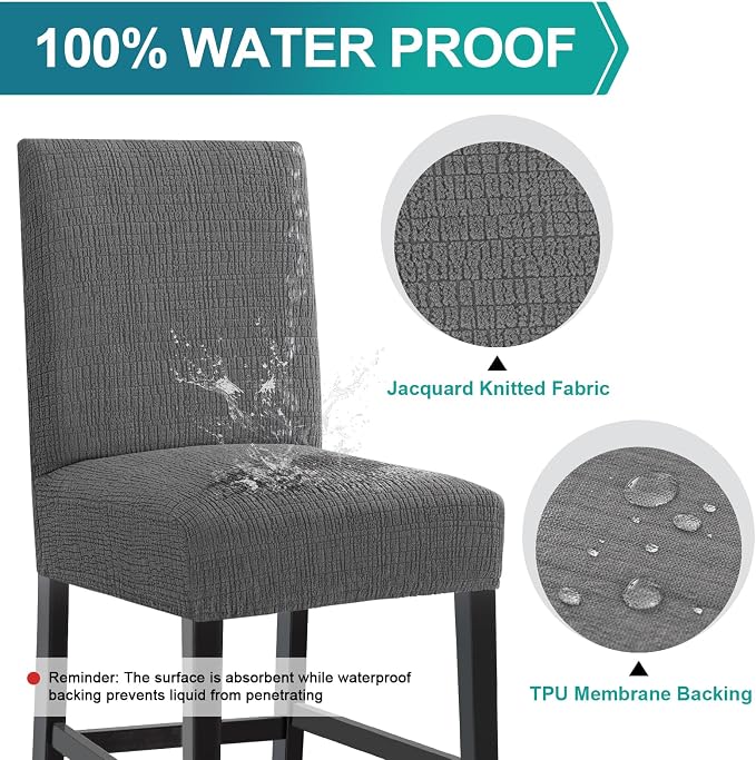 Turquoize 100% Waterproof Bar Stool Cover Stretch Washable Barstool Seat Covers - Image 3