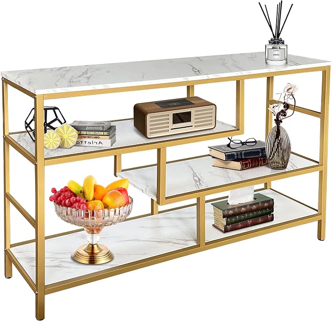 AT-VALY Console Table 4-Tier Storage Shelves Entryway Table Hallway Tables - Image 6