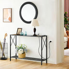 Tajsoon Console Table with Charging Station, 41.8" Entryway Table with Shelves - Image 8
