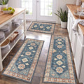 HEBE Boho Kitchen Rugs Set of 3, Non Slip Washable Kitchen Mats by HEBE