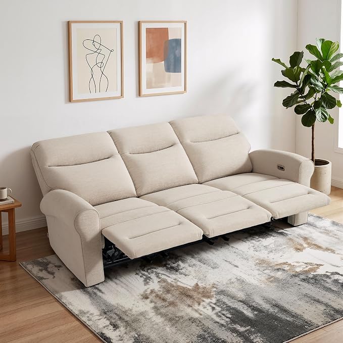 MCombo 87.8" Wall Hugger Power Reclining Sofa, 3-Seat Triple Recliner Couch - Image 8