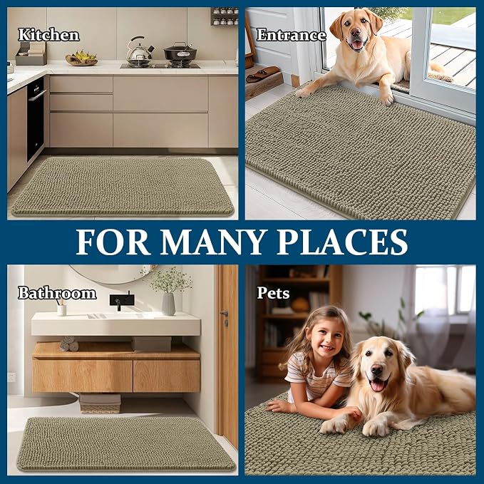 OLANLY Dog Door Mat for Muddy Paws 32x20, Super Absorbent Chenille Mud Mat | - Image 8