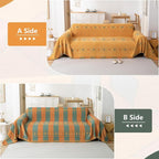 DREAMINGO Orange Boho Sofa Cover Chenille Couch Cover Blanket Vintage Bohemian - Image 2