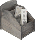 MyGift Rustic Dark Gray Wood Remote Control Holder Organizer Caddy by MyGiftHome