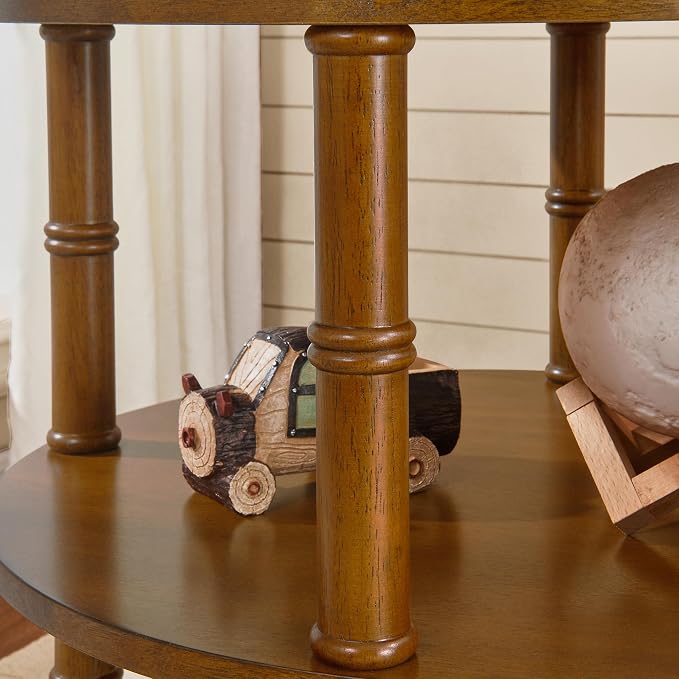 3-Tier Solid Wood Round End Table, Sofa Side Table - Image 7