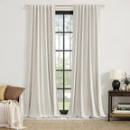100% Blackout Linen Curtains for Bedroom 96 inches Long, Thermal Insulated Room by Guken
