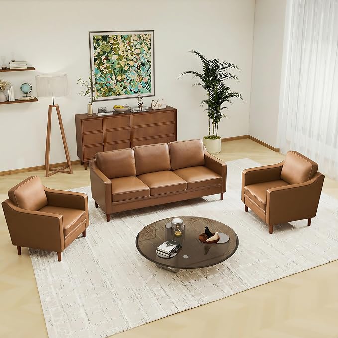 Kingfun Living Room Furniture Sets, 3 Seater Couch and 2 Armchair, Mid Century by KINGFUN-Anexcitingoption