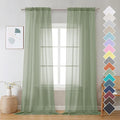 2 Pieces Sage Green Sheer Curtains 108" Length by OVZME