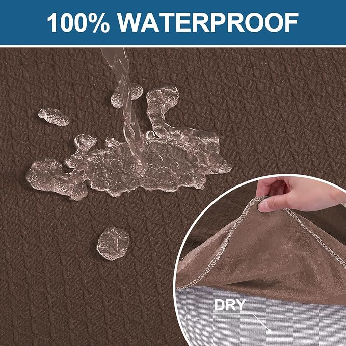 Smiry Waterproof Seat Covers for Dining Room Chairs Set of 6, Stretch Jacquard - Image 3