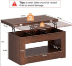 UNIQUITE 40" Lift Top Coffee Table, 4 in 1 Multi-Function Lift Coffee Tables - Image 2