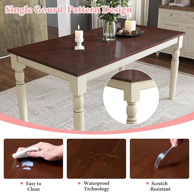 AMERLIFE 6-Piece Farmhouse Dining Table Set - Image 4