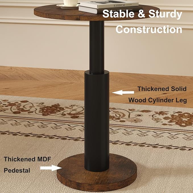 LAATOOREE Round Side Tables Set of 2, Pedestal Drink Table, Spacious Top - Image 6