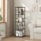 MAHANCRIS 4-Tier Rotating Bookshelf, Freestanding Corner Bookshelf, 360° - Image 2