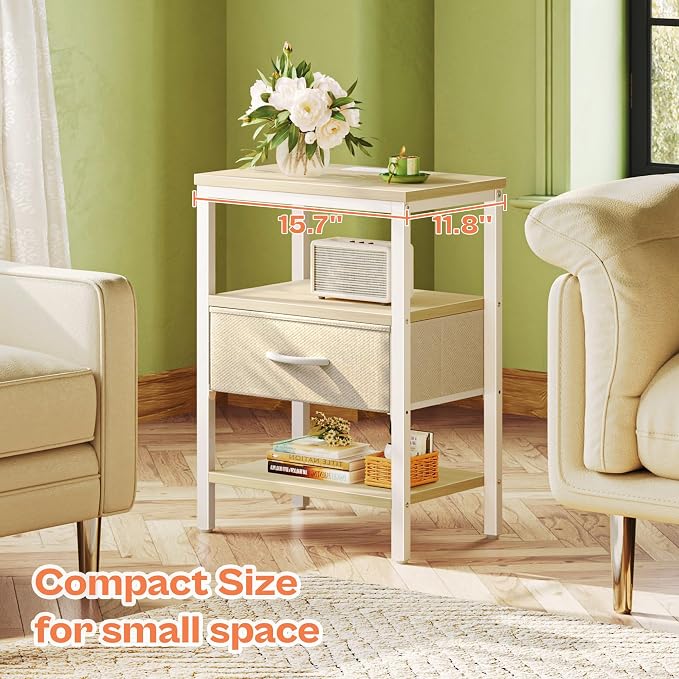 SUPERJARE Nightstand with Charging Station, Bed Side Table with Adjustable - Image 6