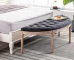 Kmax 55" Upholstered Bench Tufted Fabric Bench Vintage Semi-Circle Entryway - Image 6
