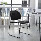Flash Furniture HERCULES Series 880 lb. Capacity Black Ultra-Compact Stack Chair - Image 2