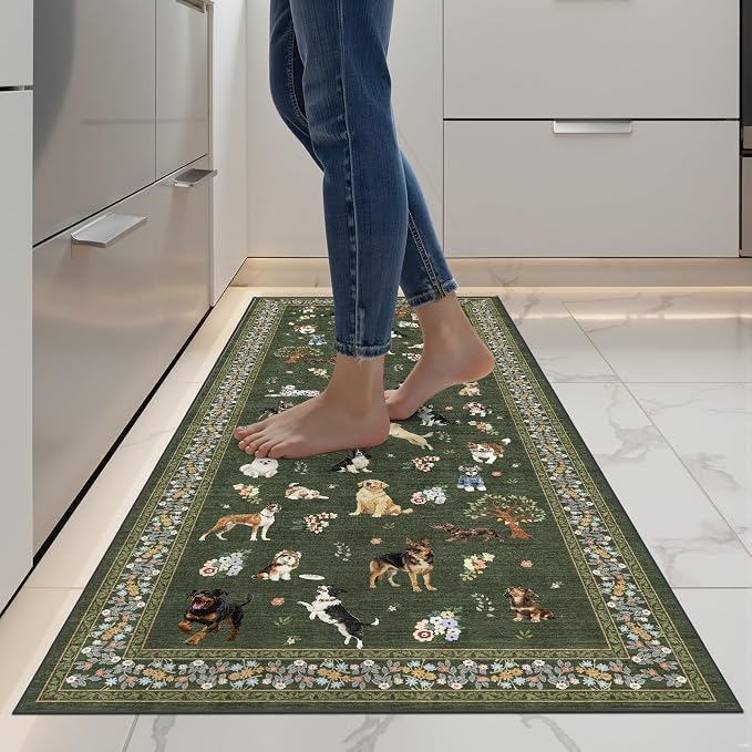 Dark Green Hallway Runner Rug 2x5 by WelcometoBabovid