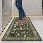 Dark Green Floral Hallway Runner Rug 2x8 by WelcometoBabovid