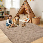 Noahas 4'x5'3'' Beige Fluffy Soft Area Rug Non-Slip - Image 4