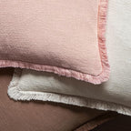 MIULEE Boho Linen Fringe Decorative Throw Pillow Covers Pink 20x20 | Set of 2 - Image 4