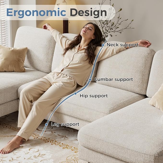 DUMOS Sectional Couches for Living Room, U Shaped Couch - Image 4