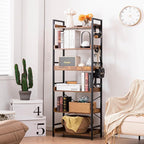 HCHQHS Adjustable 6 Tier Open Bookcase, Rustic Farmhouse Book Shelves, - Image 6