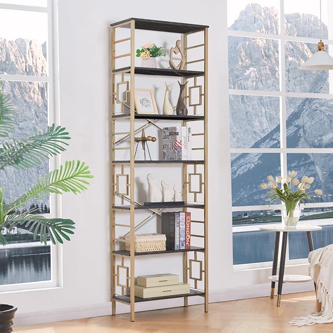 HOMISSUE Bookcase, 7-Tier Tall Bookshelf Metal Bookcase and Bookshelves - Image 3