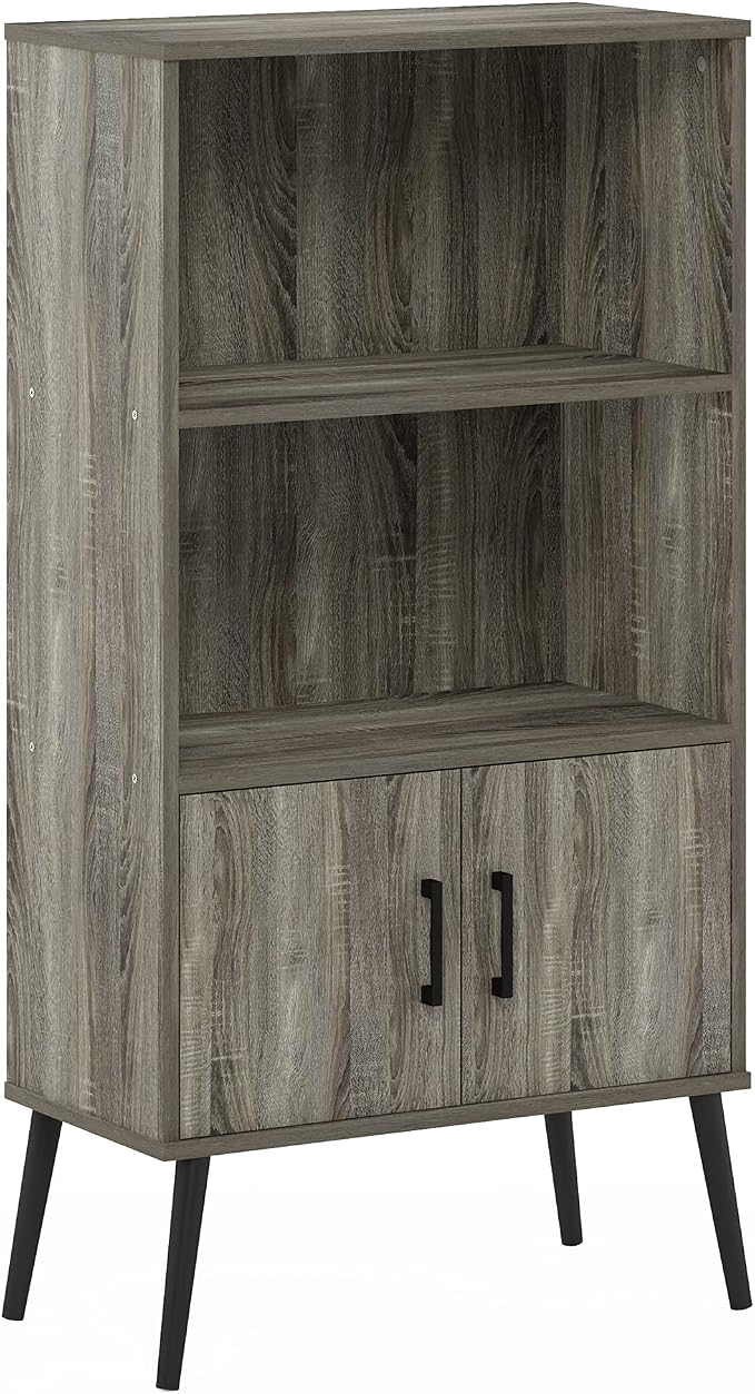Furinno Claude Mid Century Style Accent Wooden Leg Bookcase Cabinet - Image 5