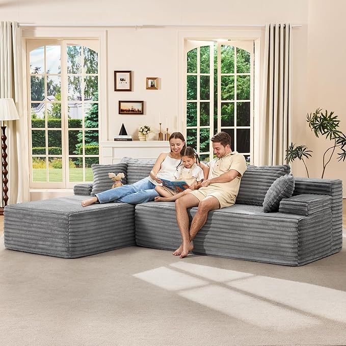 Hobestluk Modular Sectional Sofa Couches L-Shape Couch 3 Seat Modular Sofa - Image 3
