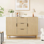 47.2" W Storage Cabinet with 3 Drawers, Fluted Buffet Cabinet with Storage by FiveWillowise