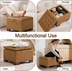 WUTUTUEE 24" Faux Leather Square Storage Ottoman - Image 6