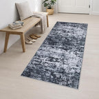 3x8 Washable Runner Rug：Modern Abstract Kitchen Carpet Black | - Image 4