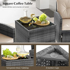 Tangkula 5 Pieces Patio Conversation Set, PE Wicker Rattan Outdoor Furniture Set - Image 5