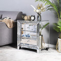 VINGLI Mirrored Nightstand Glass End Table, Mirrored Bedside Table by VINGLI