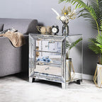 VINGLI Mirrored Nightstand Glass End Table, Mirrored Bedside Table by VINGLI