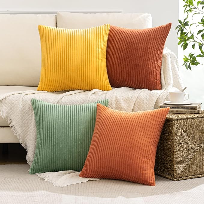MIULEE Fall Decorative Throw Pillow Covers Yellow Rust Green 20x20 | Set of 4 - Image 9