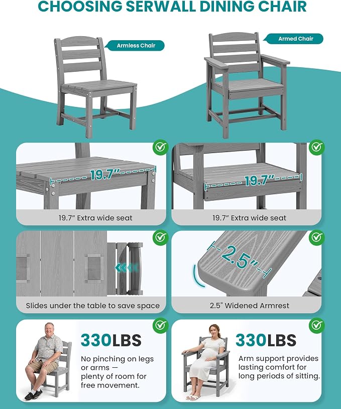 SERWALL Outdoor Dining Sets for 8, Outdoor Dining Sets for 8 Person - Image 8