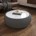 27.55" Round Marble Coffee Table, Modern Fluted Coffee Table - Image 7