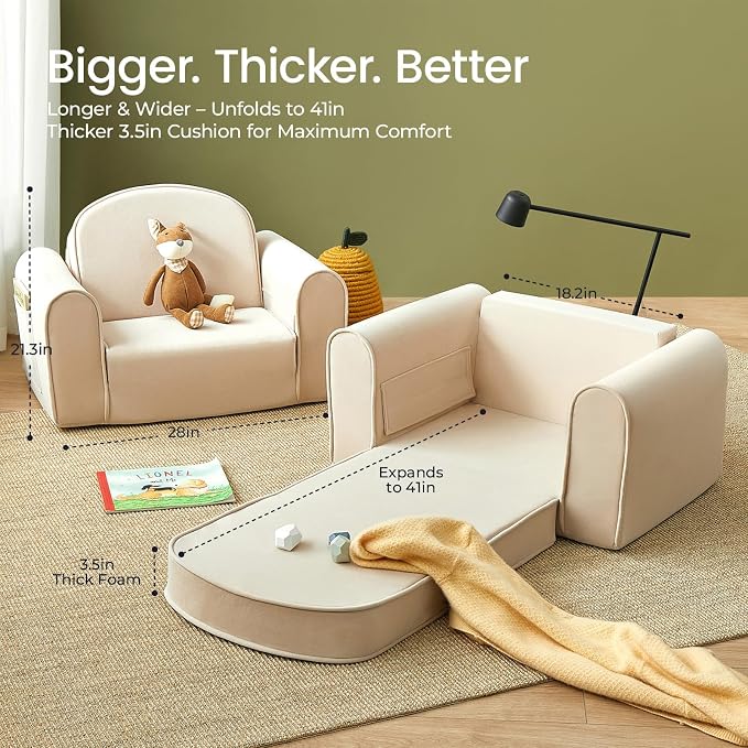 Tiny Land 2-in-1 Foldable Kids Couch - Image 5