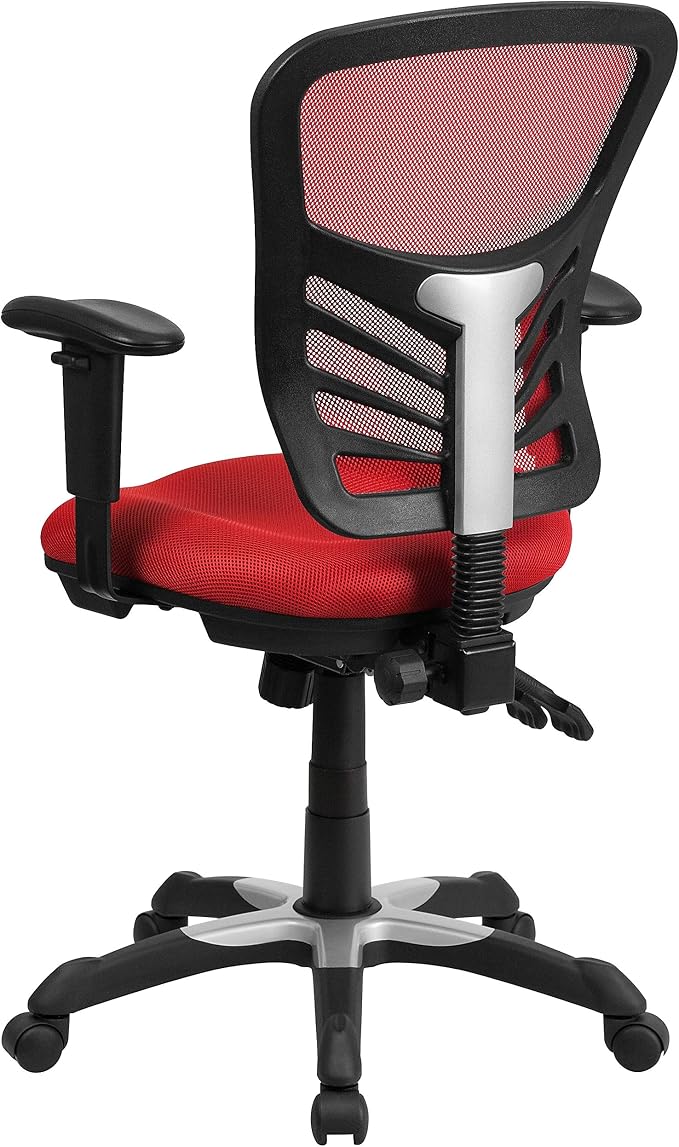 Flash Furniture Nicholas Mid-Back Red Mesh Multifunction Executive Swivel - Image 4