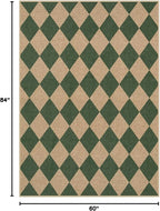 Lahome Checkered Easy Jute 5x7 Outdoor Rug, Washable Rugs - Image 2