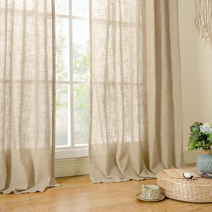 Semi Sheer Linen Curtains 36 Inch Length - Image 9
