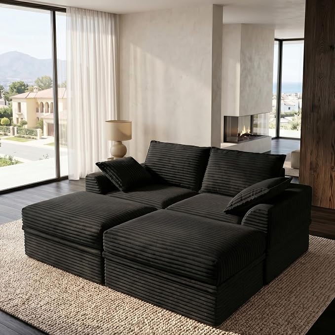 Upgrade Boneless Couch with Storage, Extra Deep&High Seat Modular Sectional by Unknown
