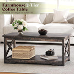 AMERLIFE 3-Piece Farmhouse Table Set Includes Coffee Table& Two End Tables - Image 3