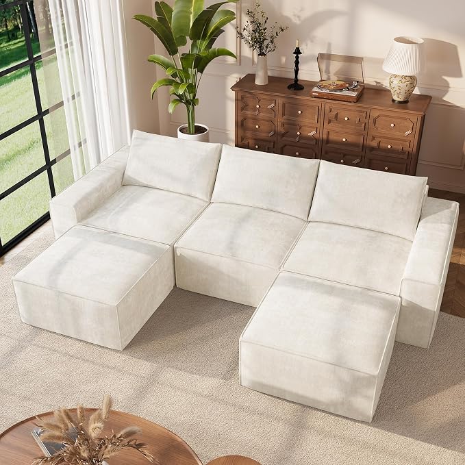 Vesgantti 114" Boneless Modular Sectional Sofa, Modern U Shaped 5 Seater Couch by Vesgantti