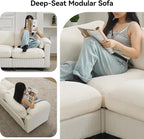 87.5'' L Shaped Modular Sectional Sofa, 3 Seater Cloud Couch - Image 3